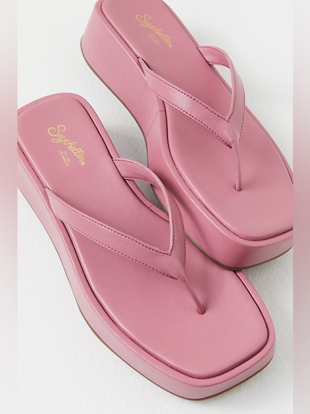 Seychelles Rose Pink Platform Flip-Flops urban renewal thong wedge sandal sz 6.5 - Picture 2 of 6